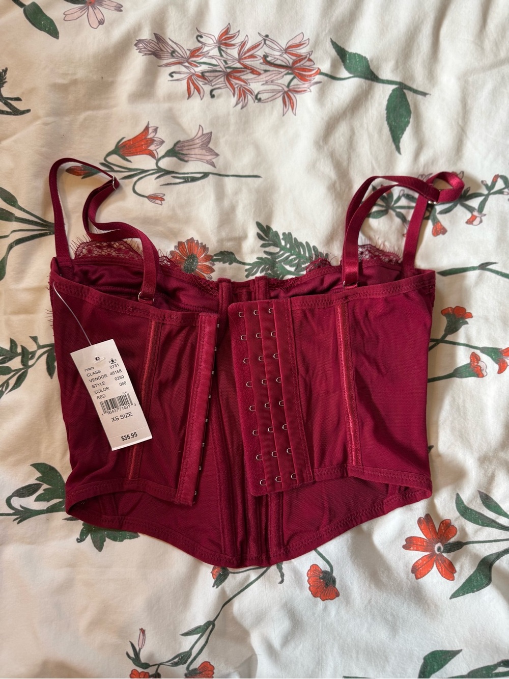 PacSun Burgundy Lace-Trim Bustier Corset Top